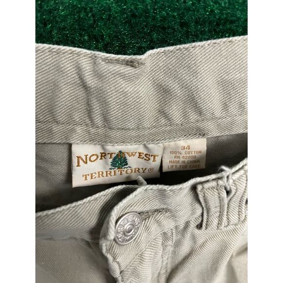 90s Northwest Territory Khaki distressed shorts Sz 34 Brown/Khaki Preppy Dad - Picture 4 of 6